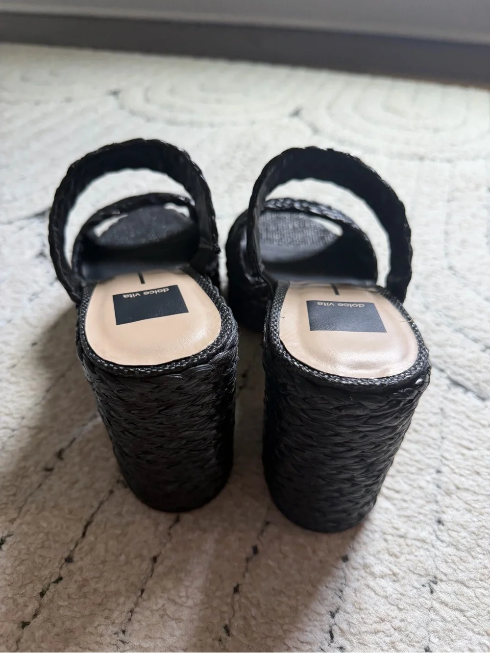 Dolce Vita LaToya Black Woven Platform Slide Sandals